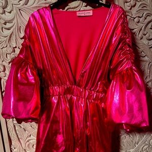 Brand new without tag. I never wore this beautiful pink metallic dress.